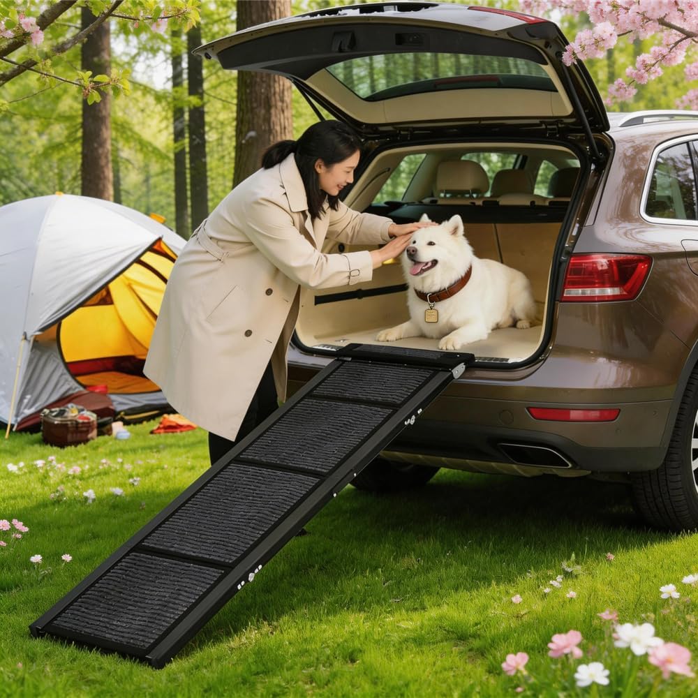 Garvee 20" Extra Wide Folding Dog Ramp for Car, 71" Long Heavy Duty Non-Slip Portable Pet Ramp, Large Dogs Up to 250 lbs, Outdoor & Indoor Use