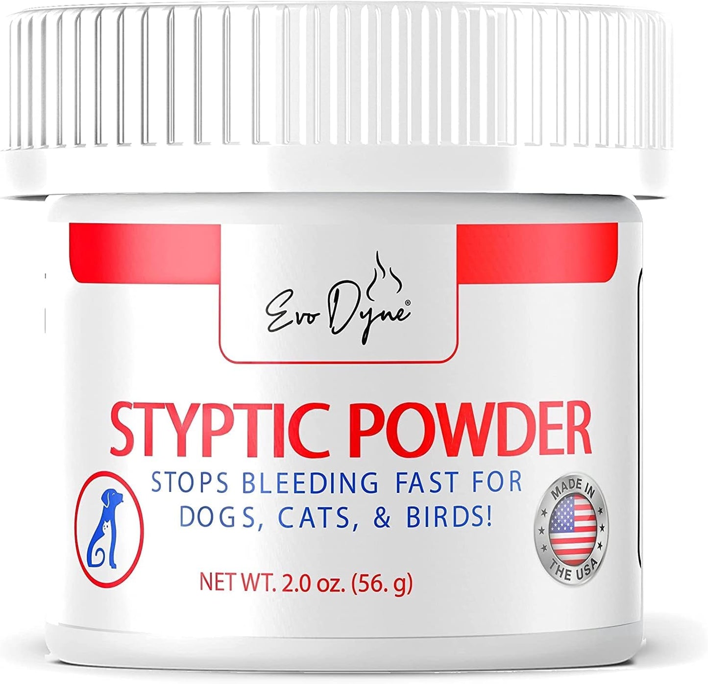 Styptic Powder for Dogs, Cats, and Birds (2 oz) by Evo Dyne | Fast-Acting Blood Stop for Pets | Quick Stop Bleeding Powder for Dog Nail Clipping, Grooming, Cuts and More (1-Pack)