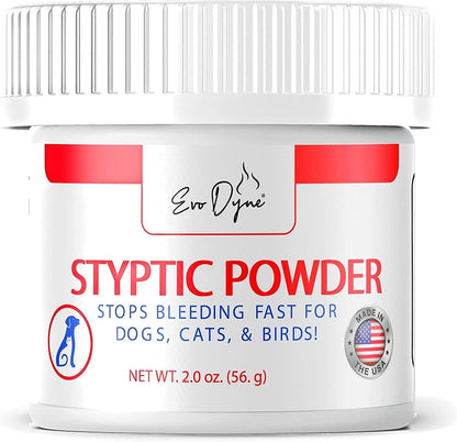 Styptic Powder for Dogs, Cats, and Birds (2 oz) by Evo Dyne | Fast-Acting Blood Stop for Pets | Quick Stop Bleeding Powder for Dog Nail Clipping, Grooming, Cuts and More (1-Pack)