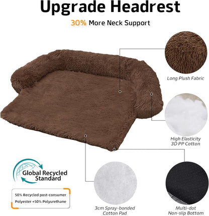 Calming Dog Bed Fluffy Plush Dog Mat for Furniture Protector with Removable Washable Cover for Large Medium Small Dogs and Cats (Large, Light Grey)