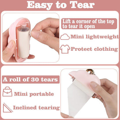 Mini Lint Roller Travel Size, Reusable Pet Hair Remover for Clothes with 150 Refillable Sheets (Blue)