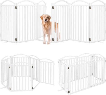 Malier Metal Freestanding Dog Gate, 32'' Height Outdoor Indoor Dog Fences, Extra Wide Foldable Puppy Gate for Stairs (Black, 【2 Panels】 40''W × 32''H)