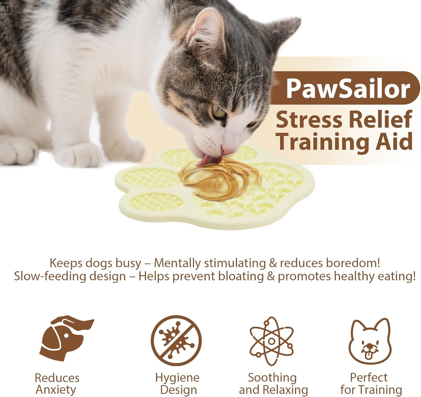 Lick Mat for Dogs and Cats, Slow Feeder Mats with Suction Cups - Bathing, Grooming and Training, Anxiety Relief Feeding Pad,Dishwasher-Safe Yellow