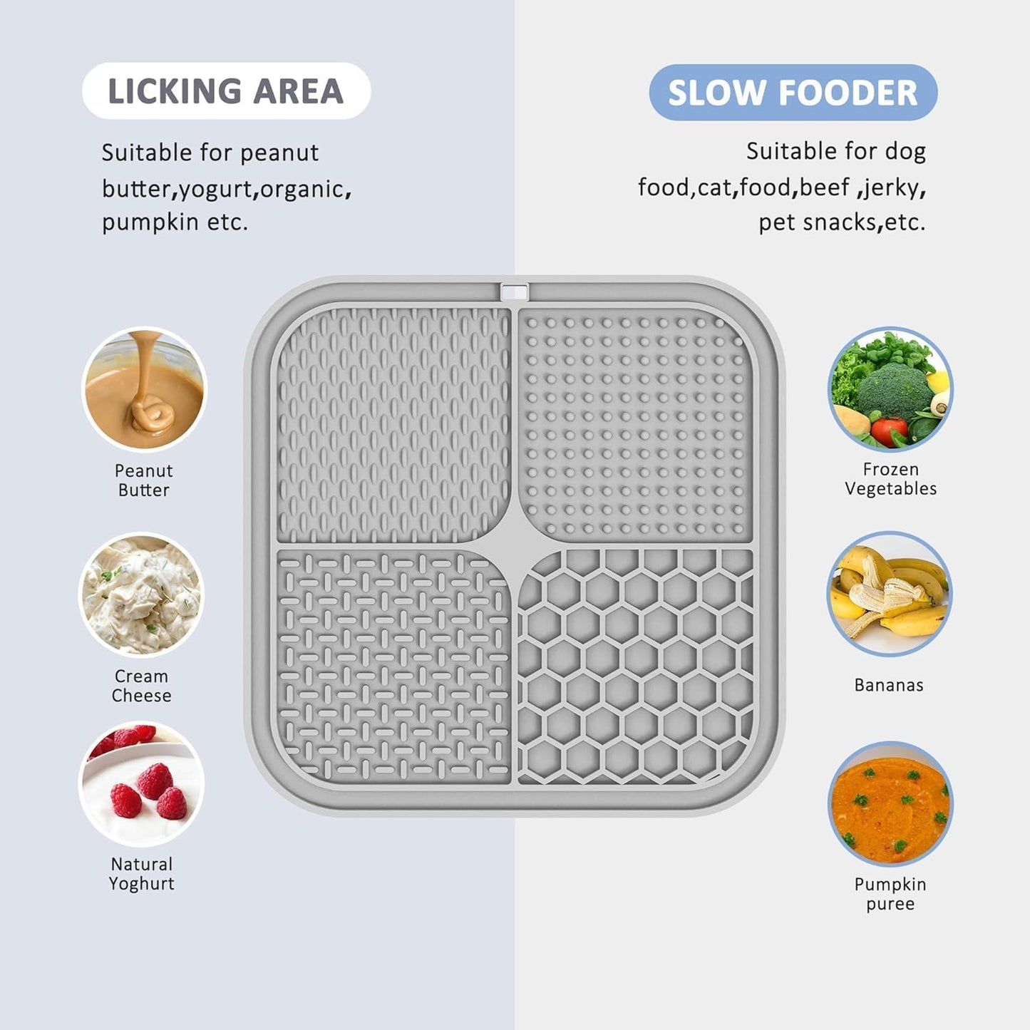 ChefAide 2 Pack Lick Mat for Dogs,Cats,Upgraded 8.5×8.5 inches Licking Mats with Suction Cups,Slow Feeder Licking Pad for Anxiety Relief and Boredom Reducer,Suitable for Dog Training Set 3