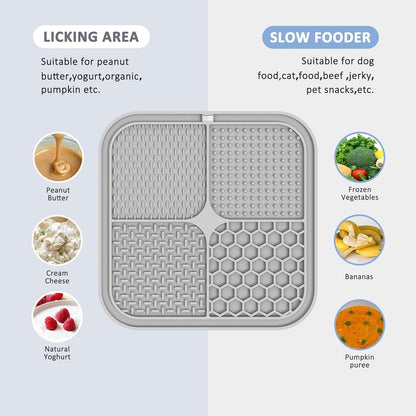 ChefAide 2 Pack Lick Mat for Dogs,Cats,Upgraded 8.5×8.5 inches Licking Mats with Suction Cups,Slow Feeder Licking Pad for Anxiety Relief and Boredom Reducer,Suitable for Dog Training Set 3