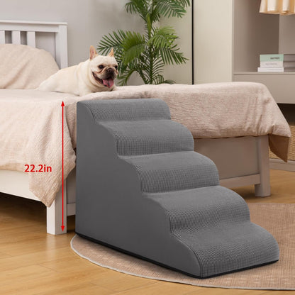 Aodisman 3-Step Dog Ramp and Stairs for Sofa and Chair - Non-Slip Sturdy Pet Steps for Small Dogs and Cats,15.7" H,Grey