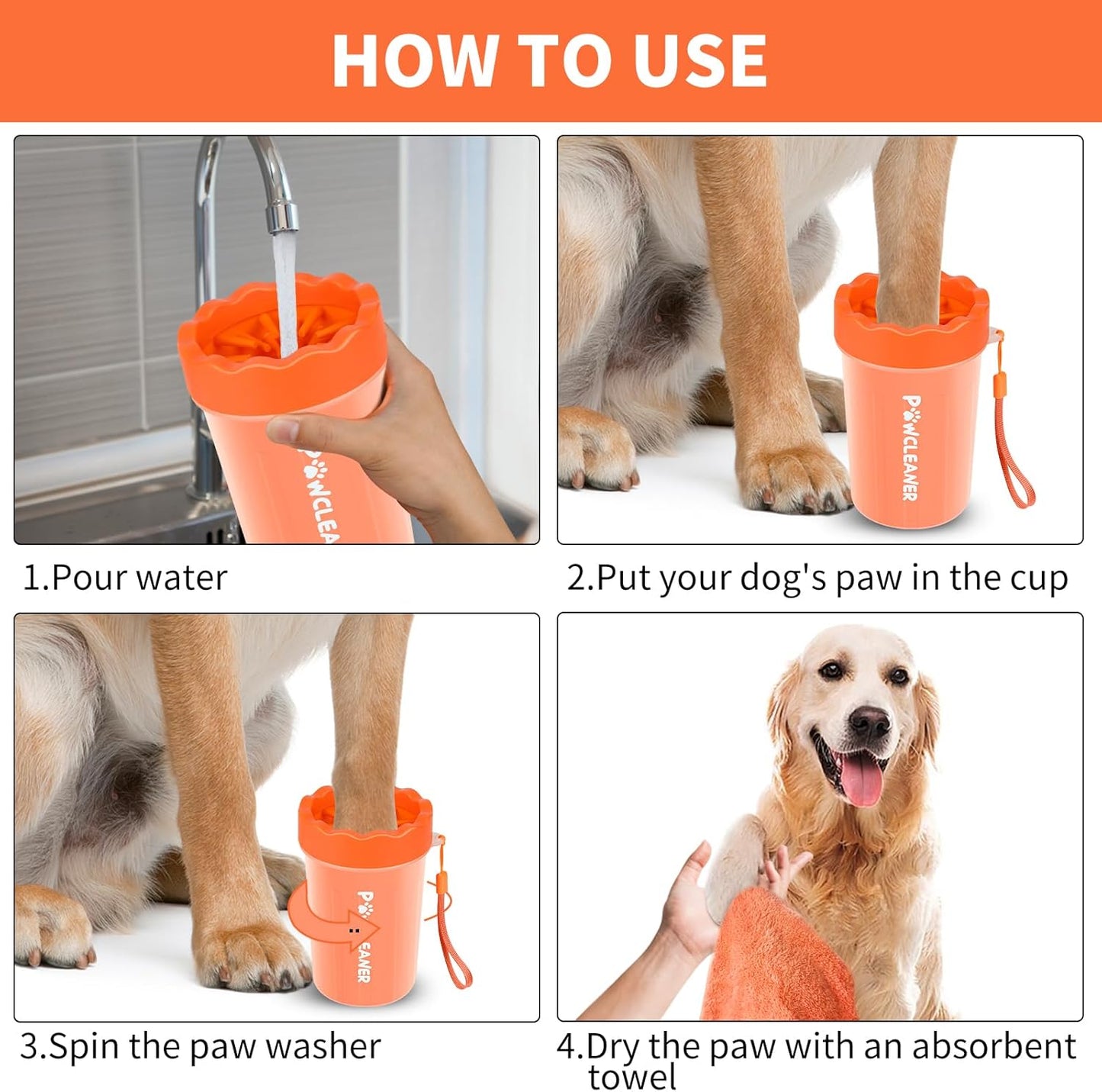 Professional 7 in 1 Dog Paw Cleaner for Dogs & Cats - Includes 1 Portable Paw Washer, 1 Bath Brush, 2 Dog Toothbrushes and 3 Absorbent Towels Note: Fits Paws up to 2 Inches Wide (Small, Blue)