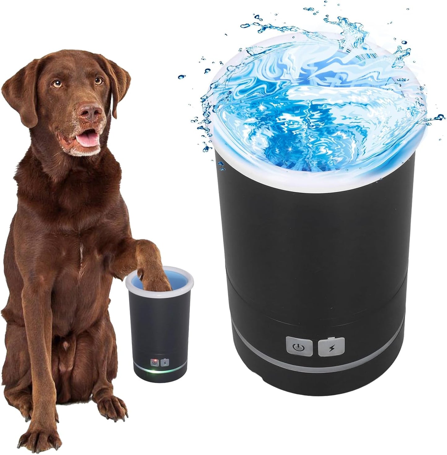 Automatic Dog Paw Cleaner, Rechargeable Electric Muddy Paw Washer, Portable Pet Paw Cleaner Cup with Soft Silicone Brush, Dog Foot Cleaning Machine for Small to Medium Dogs Grooming