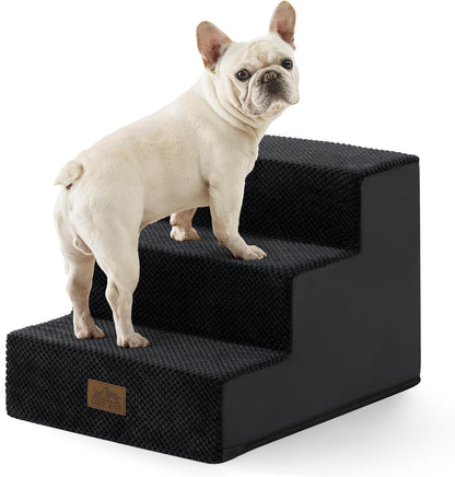 COZY KISS Dog Stairs for Small Dogs, 4 Tier Wider Pet Stairs for Couch and Beds, 17.7" H Non-Slip Dog Steps for Old Cats, Puppy, Small Medium Dogs, 17.7x23.6x17.7 inch, Beige