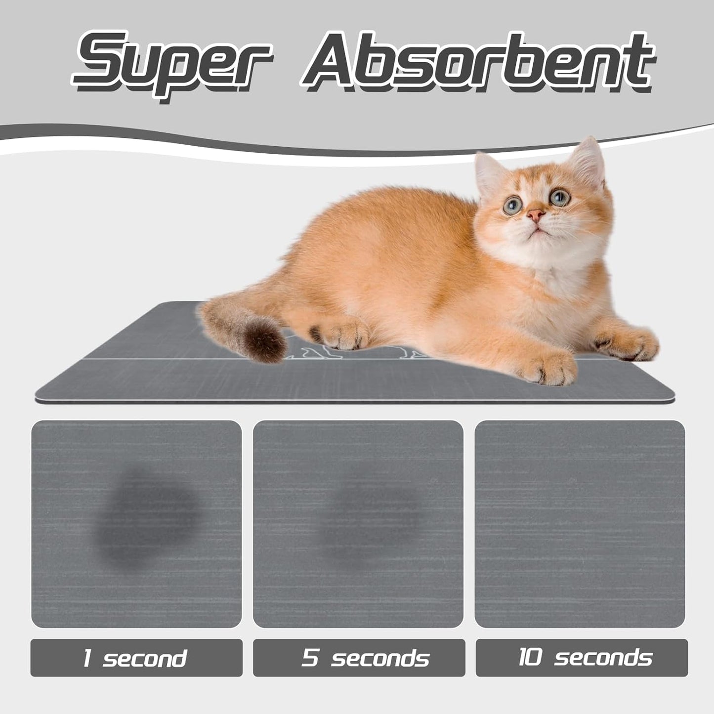 Le courant Dog Cat Feeding Mat,Water Absorbent, Non Slip Placemat for Pets Bowl and Water,100% Waterproof Feeding Mats for Multiple Breeds.Grey.Bone Printing