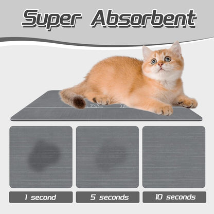 Le courant Dog Cat Feeding Mat,Water Absorbent, Non Slip Placemat for Pets Bowl and Water,100% Waterproof Feeding Mats for Multiple Breeds.Grey.Bone Printing
