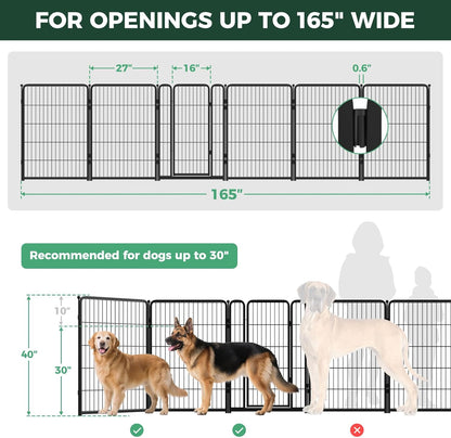 FXW Dog Gate Extra Wide Designed for Indoor Use, Adjustable Width Up to 183-inch Wide (24" H 8 Wire Panels for Puppies and Small Dogs), Black