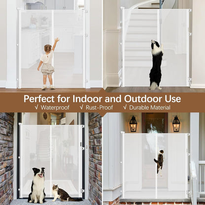 Reinforced 60 Inch Extra Tall Cat Gate Retractable Dog Gate - No Jumping Over/Crawling Under, 55" Wide Retractable Baby Gates for Cats with Reinforced Rods, 5ft Tall Dog Gate Indoor Cat Barrier/Black