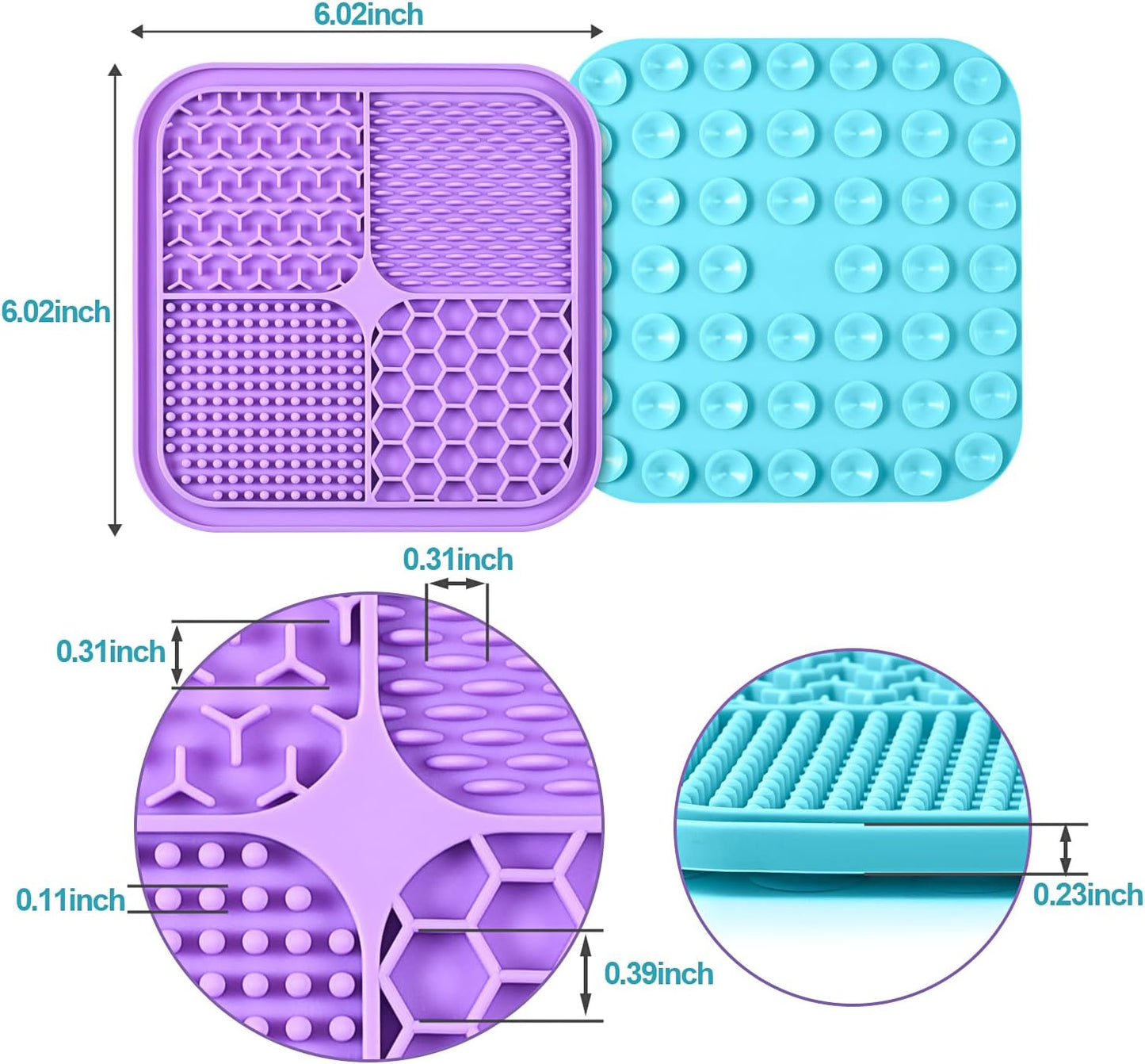LUKITO Lick Mat for Dogs & Cats 2 Pack with Suction Cups, Dog Lick Mat for Anxiety Relief, Dog Toys to Keep Them Busy, Peanut Butter Licking Pad for Boredom Reducer, Perfect for Bathing Grooming