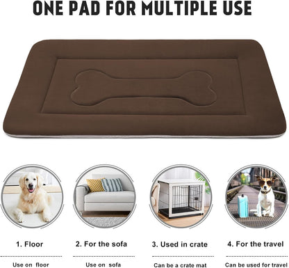 Large Dog Bed Soft Dog Crate Pad Mat 42 in Non-Slip Bottom Washable Dog Sleeping Mattress Pet Beds Cat Bed Kennel Pad, Dark Gray