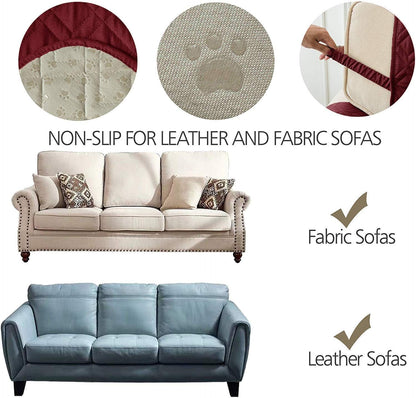 Ameritex Couch Sofa Slipcover 100% Waterproof Nonslip Quilted Furniture Protector for Dogs, Children, Pets, Machine Washable (Beige, 68")