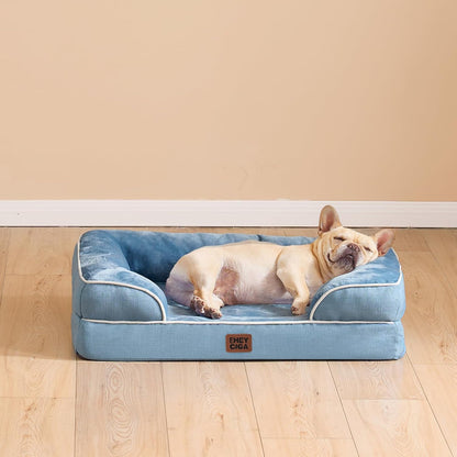 EHEYCIGA Orthopedic Dog Beds for Extra Large Dogs 44x32Inch, Waterproof Memory Foam XL Pet Bed with Sides, Non-Slip and Egg-Crate Foam Big Dog Couch Bed with Washable Removable Cover, Grey