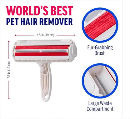 Reusable Pet Hair Remover Roller – Dog & Cat Fur Lint Cleaner for Sofa, Carpet, Bed & Car Seats – No Adhesive Required (White/Grey)