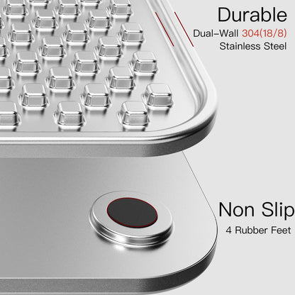 Double Wall Stainless Steel Lick Mat for Dogs & Cats - Chew Proof & Whisker Friendly, Non-Slip Base, for Calm Feeding & Anxiety Relief - Dishwasher Safe Slow Feeder Pad [1Pack]