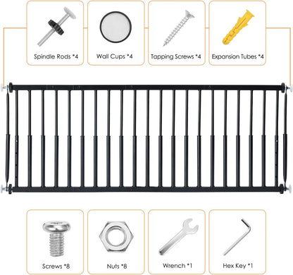 10''-15.8'' Height Adjustable Dog Gate, Extra Wide 18.1"-46" All Metal Short Dog Gate to Step Over, Pressure Mount Small Pet Puppy Gate for Stairs & Doorways(White)