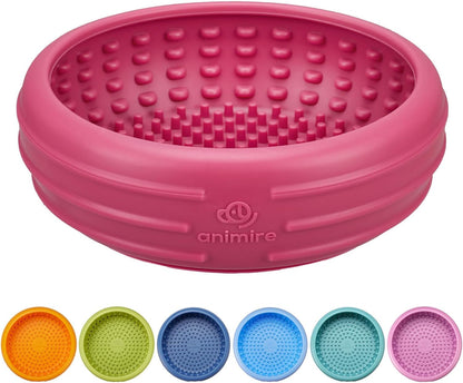 Dog Lick Bowl, Animire Freeze Lick Mat for Dogs, Non-Slip Slow Feeder Licking Bowl Enrichment Treat for Distraction Anxiety Relief, Food Grade Silicone, Dishwasher Safe(Pastel Purple,S)