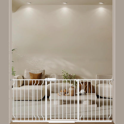 ALLAIBB Extra Wide Pressure Mounted Baby Gate Walk Through Child Kids Safety Toddler Tension White Long Large Pet Dog Gates with Extension for doorways Kitchen (57.48-62.20"/146-158cm, Black)
