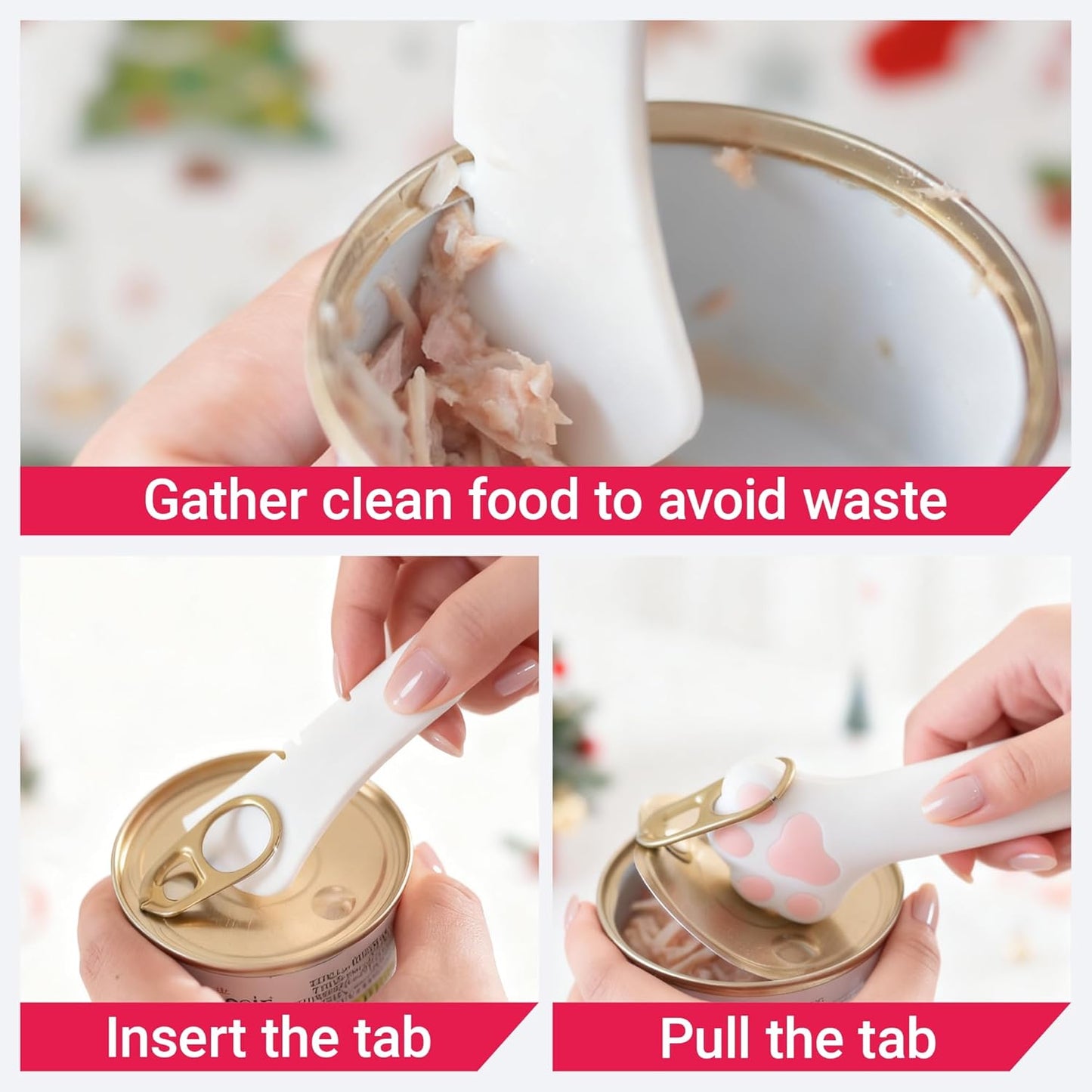 Pet Food Can Lids And Spoon,Pet Food Can Covers, One Fit 3 Standard Size Cans,For Dog And Cat Food Cans,Pink