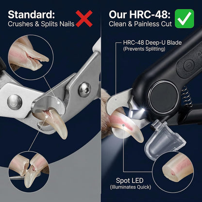 Professional 2-in-1 Dog Nail Clippers and Grinder with LED Light,Heavy Duty HRC-48 Deep-U Blade for Thick Nails, Ultra Quiet Rechargeable Pet Nail Trimmer for Large Dogs & Cats, Black