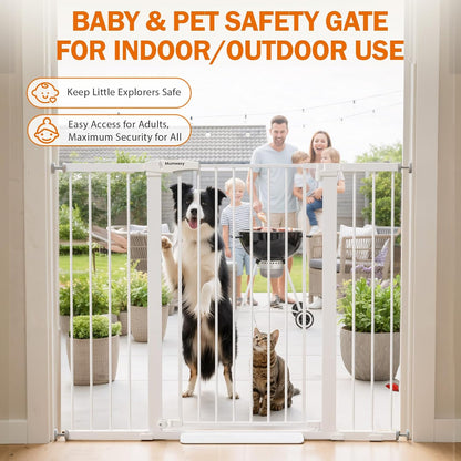 Mumeasy Baby Gate Extra Wide, 29.7-51'' Pressure Mounted Dog Gate with Walk Thru Door, Auto Close Pet Gate for House, Stairs, Doorways,Black