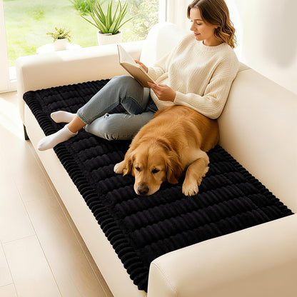 hyha Couch Covers for Dogs Washable, Non Slip Plush Dog Sofa Protectors, Fuzzy Pet Couch Covers for 3 Cushion Sofa Pet Friendly (Camel, 27.6" x 59") - Colors B