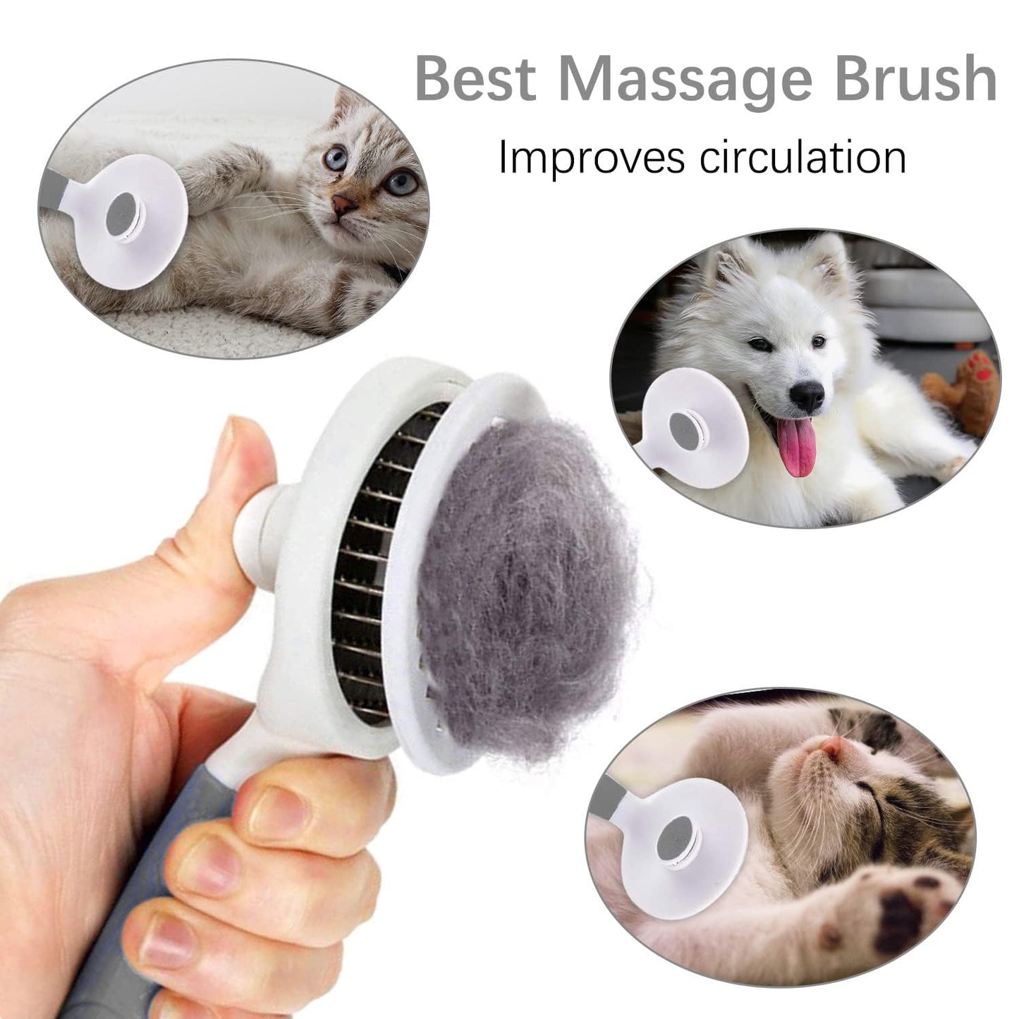 Self Cleaning Slicker Brush - Cat Brush Skin-Friendly Deshedding Grooming Massaging Tool for Long & Short Haired Pets, Cat Hair Brushes Easy Removes Undercoat for Dogs Cats Rabbits - UPGRADED, Blue