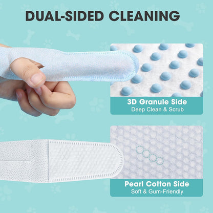 Dog Teeth Cleaning Wipes, Pet Dental Cleaning Finger Wipes Tooth Brushing Kit for Dogs Cats Remove Plaque Tartar Bad Breath Ear Wax, 50 Pcs Dog Healthy Mouth Tooth Wipes for Pets Daily Care, Coconut