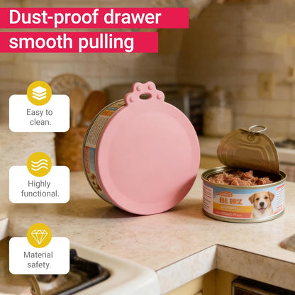 Pet Food Can Lids And Spoon,Pet Food Can Covers, One Fit 3 Standard Size Cans,For Dog And Cat Food Cans,Pink