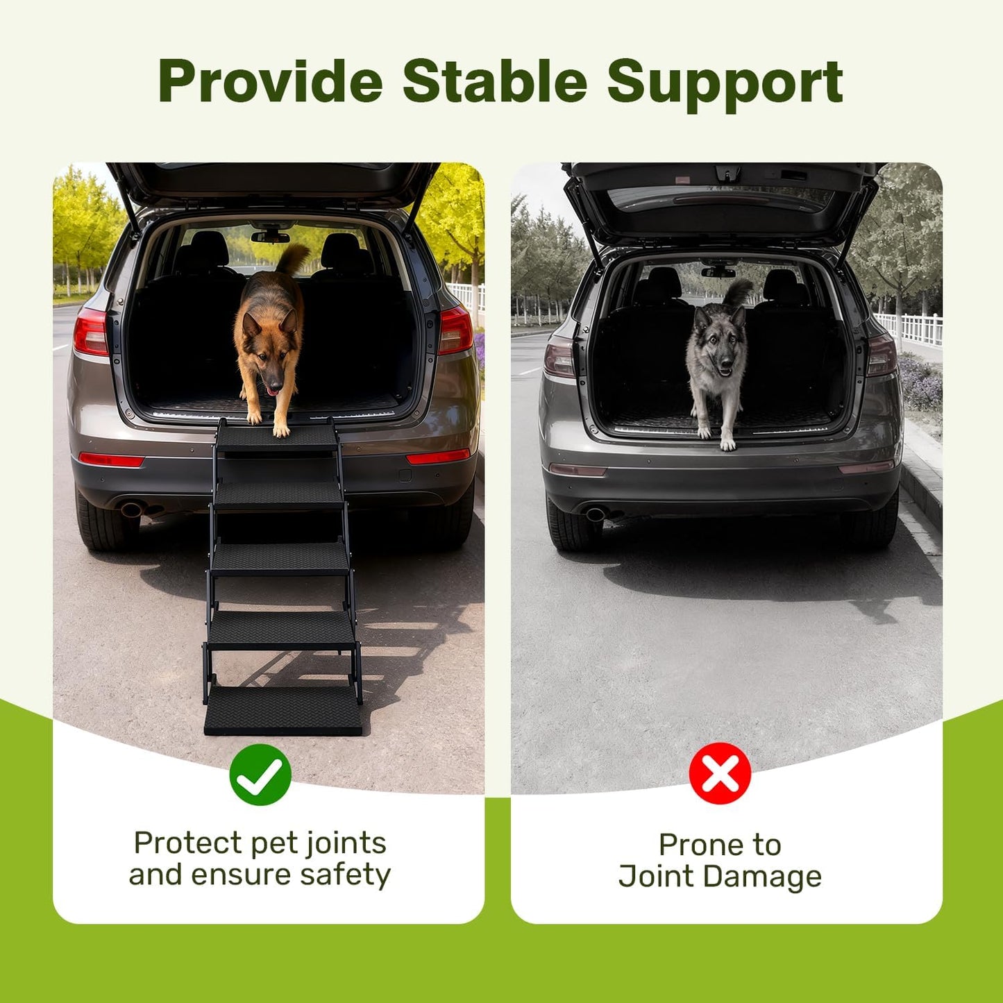 Foldable Dog Car Steps - Upgraded Non-Slip Pet Stairs for Large Dogs, Portable Metal Frame Dog Ramps for High SUV, Truck and Cars, Lightweight Pet Ladder with High Load-Bearing Capacity (6 Steps)