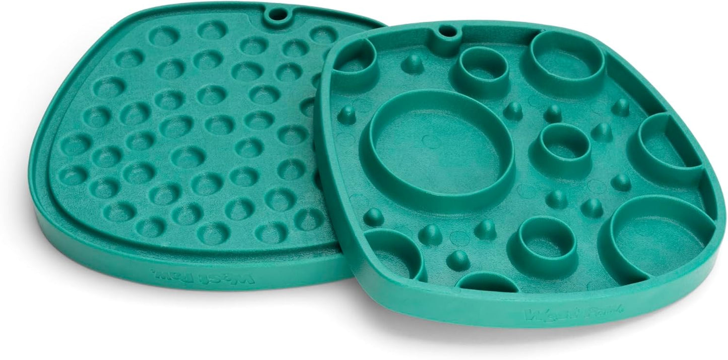West Paw Seaflex Bubbles Feast Mat – All-in-One, Slow Feeder, Lick Mat – Encourages Foraging & Food Exploration - Engages Picky Eaters & Slow Feeding - Versatile – Easy to Clean, Non-Toxic - Tropic