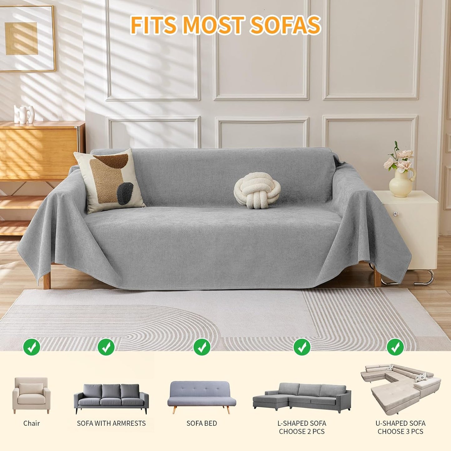 Deep Dream Cat-Scratch Resistant Couch Cover, Waterproof Sofa Cover for 3 Cushion Couch Washable, Pet Friendly Couch Protectors Anti Slip Thickened Love Seat Slipcovers for Pets, 71" x 118", Dark Grey