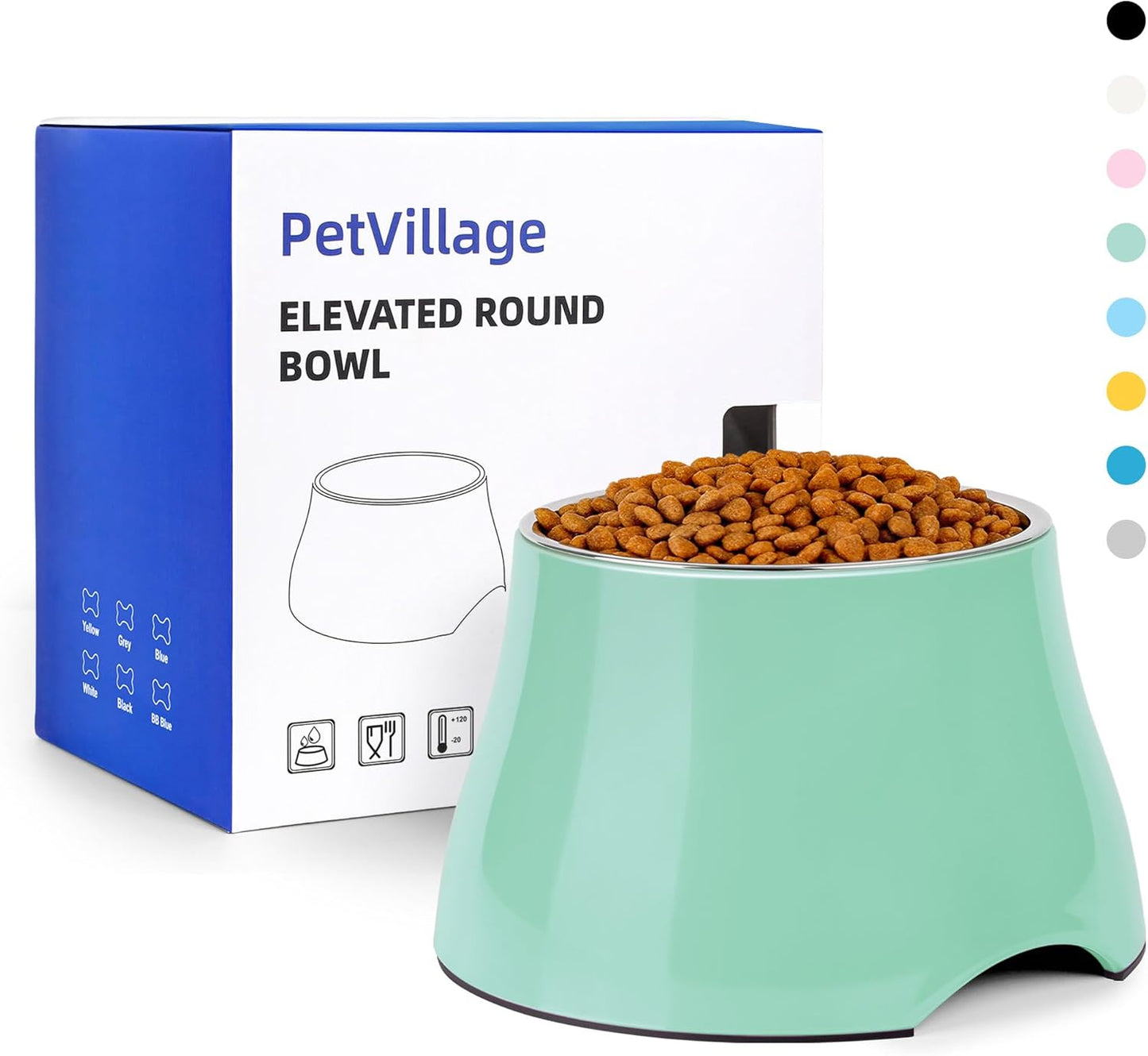 Dog Bowls,Cone Friendly Non Slip Single Dog Bowl with Stainless Steel Inner, Raised Bowls for Small Dogs Spaniel Dogs Long Ear, High Capacity, M/2 Cup Pink