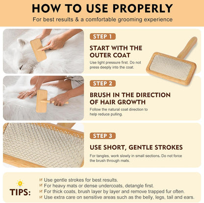 Dog Slicker Brush for Shedding & Grooming - Professional Dog Brush and Cat Brush with Coated Tips & Air-Cushion Design, Deshedding Tool Removes Undercoat Tangles & Loose Fur for Long/Short Hair Pets