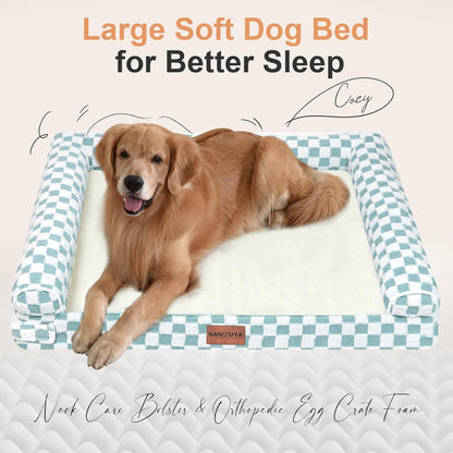 Large Dog Bed Orthopedic Washable: Beds Bolster XL Bed Large Big Dogs Memory Foam Couch Sofa Waterproof with Removable Cover