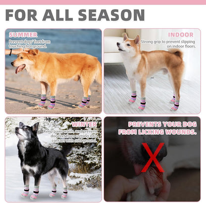 KOOLTAIL Dog Socks Shoes for Hot Pavement to Prevent Licking Paws, Winter Dog Boots&Paw Protector for Hardwood Floors Anti Slip,Traction Control Grip Booties for Small Medium Large Senior Dogs,Black M