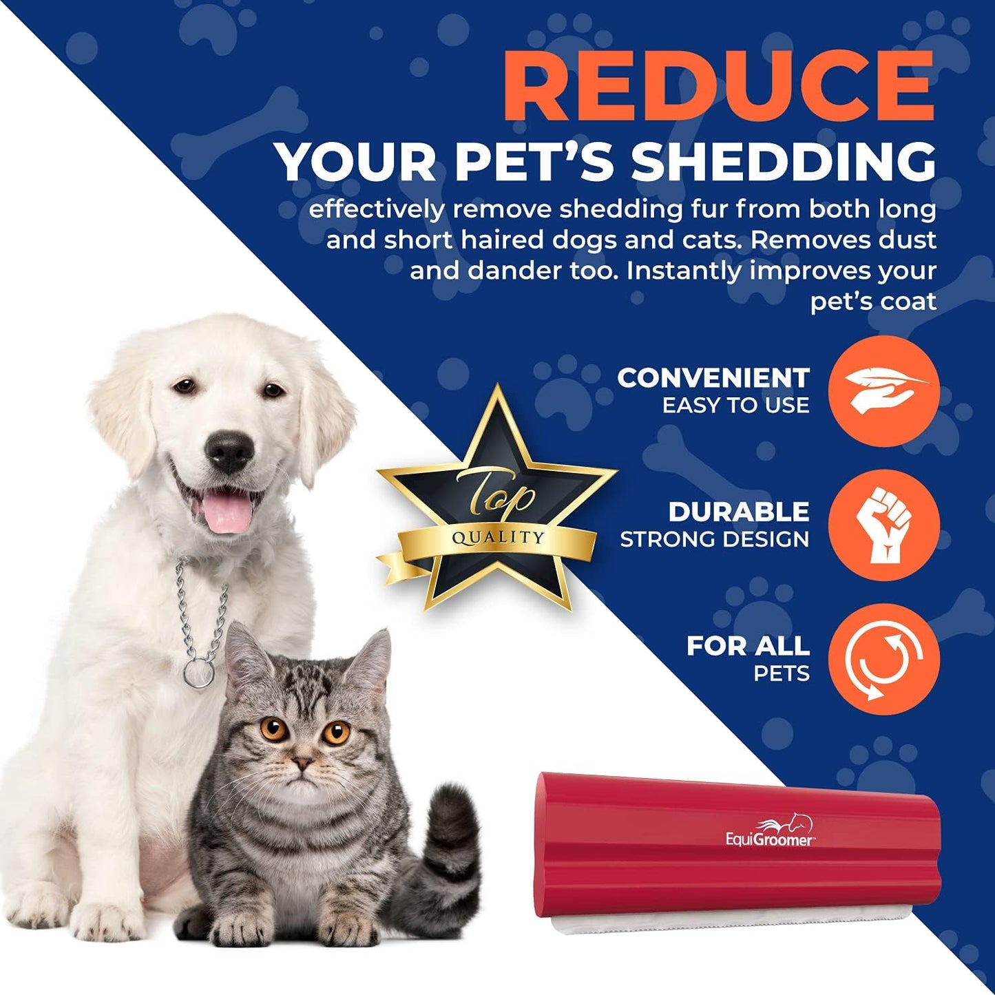 EasyGroomer Deshedding Brush for Dogs & Cats – Undercoat Grooming Tool for Short & Long Hair, Removes Loose Fur & Dirt, Reduces Shedding for Small & Large Pets, Purple