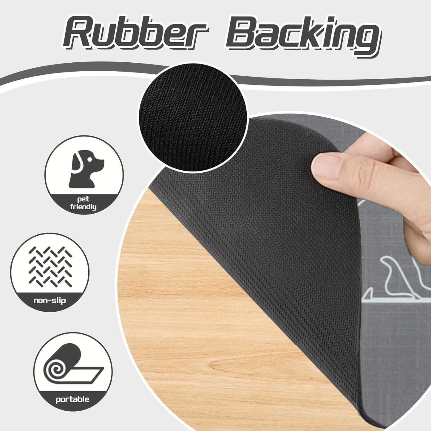 Le courant Dog Cat Feeding Mat,Water Absorbent, Non Slip Placemat for Pets Bowl and Water,100% Waterproof Feeding Mats for Multiple Breeds.Grey.Bone Printing