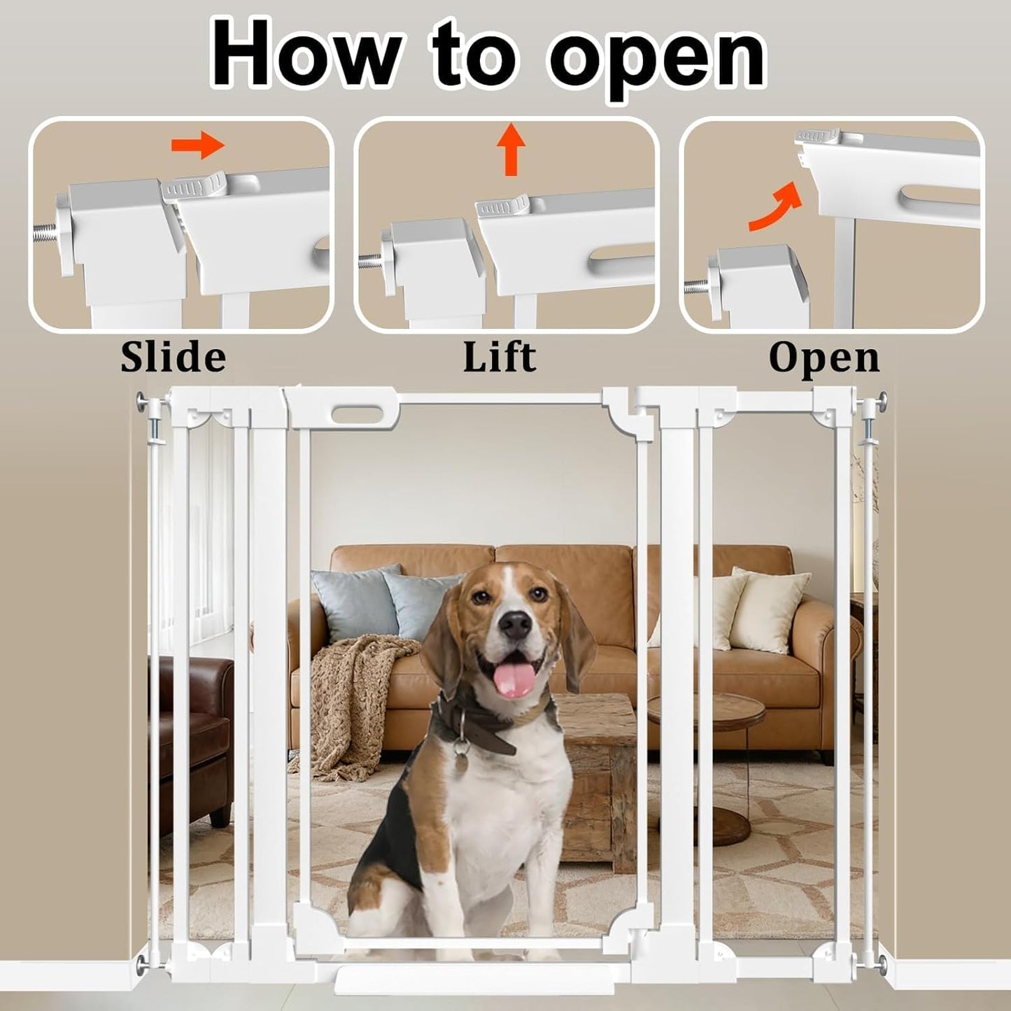 WAOWAO Clear Baby Gate for Stairs Modern Design Acrylic Auto Close Pet Gate, 29.52-37.79" Wide Safety Baby Gate for Doorways,White Clear Dog Gates Indoor, Hallways,Kitchen