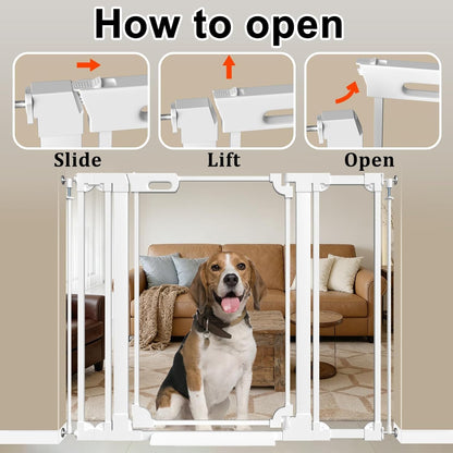 WAOWAO Clear Baby Gate for Stairs Modern Design Acrylic Auto Close Pet Gate, 29.52-37.79" Wide Safety Baby Gate for Doorways,White Clear Dog Gates Indoor, Hallways,Kitchen