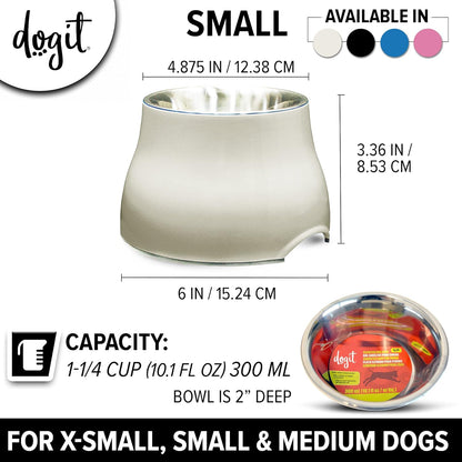 Dogit Elevated Dog Bowl, Stainless Steel Dog Food and Water Bowl for Large Dogs, White, 73753