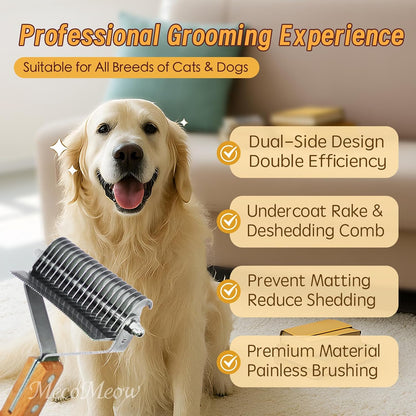 3 in 1 Undercoat Rake for Dogs - Professional Pet Dematting & Deshedding, Efficiently Remove Loose Hair & Matted Fur, Professional Shedding Comb for Indoor & Long Haired Cats Dogs