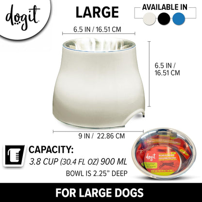 Dogit Elevated Dog Bowl, Stainless Steel Dog Food and Water Bowl for Large Dogs, White, 73753