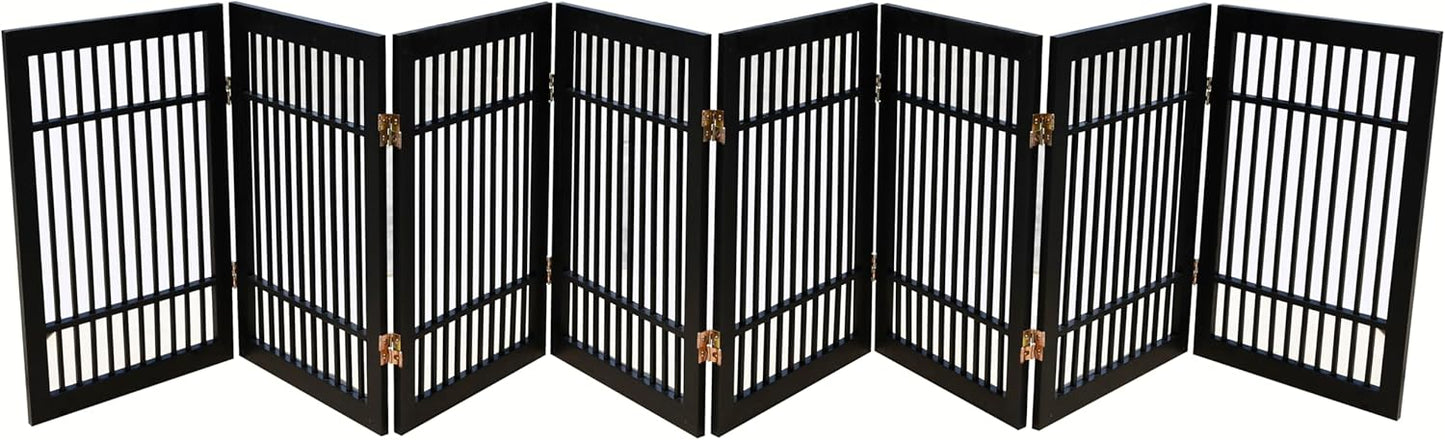 Urnporium Freestanding Wooden Dog Gate for Doorways – Foldable Acacia Wood Pet Gate, No Drill Portable Indoor/Outdoor Puppy Fence Barrier (White Pet Gate, 3 Panel 24" Tall)