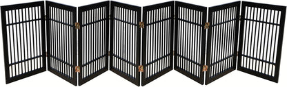 Urnporium Freestanding Wooden Dog Gate for Doorways – Foldable Acacia Wood Pet Gate, No Drill Portable Indoor/Outdoor Puppy Fence Barrier (White Pet Gate, 3 Panel 24" Tall)