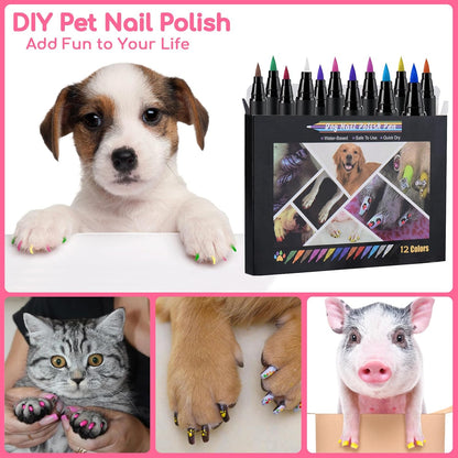 OLINGYOU 15 Colors Dog Nail Polish Pens Quick Dry, Pet Nail Polish Set for Dogs DIY Dogs Puppy Nails, Dog Safe Nail Polish Non Toxic, Odorless, Easy to Apply